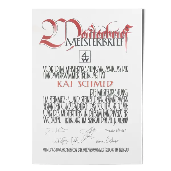 Meisterbrief von Kai Schmid